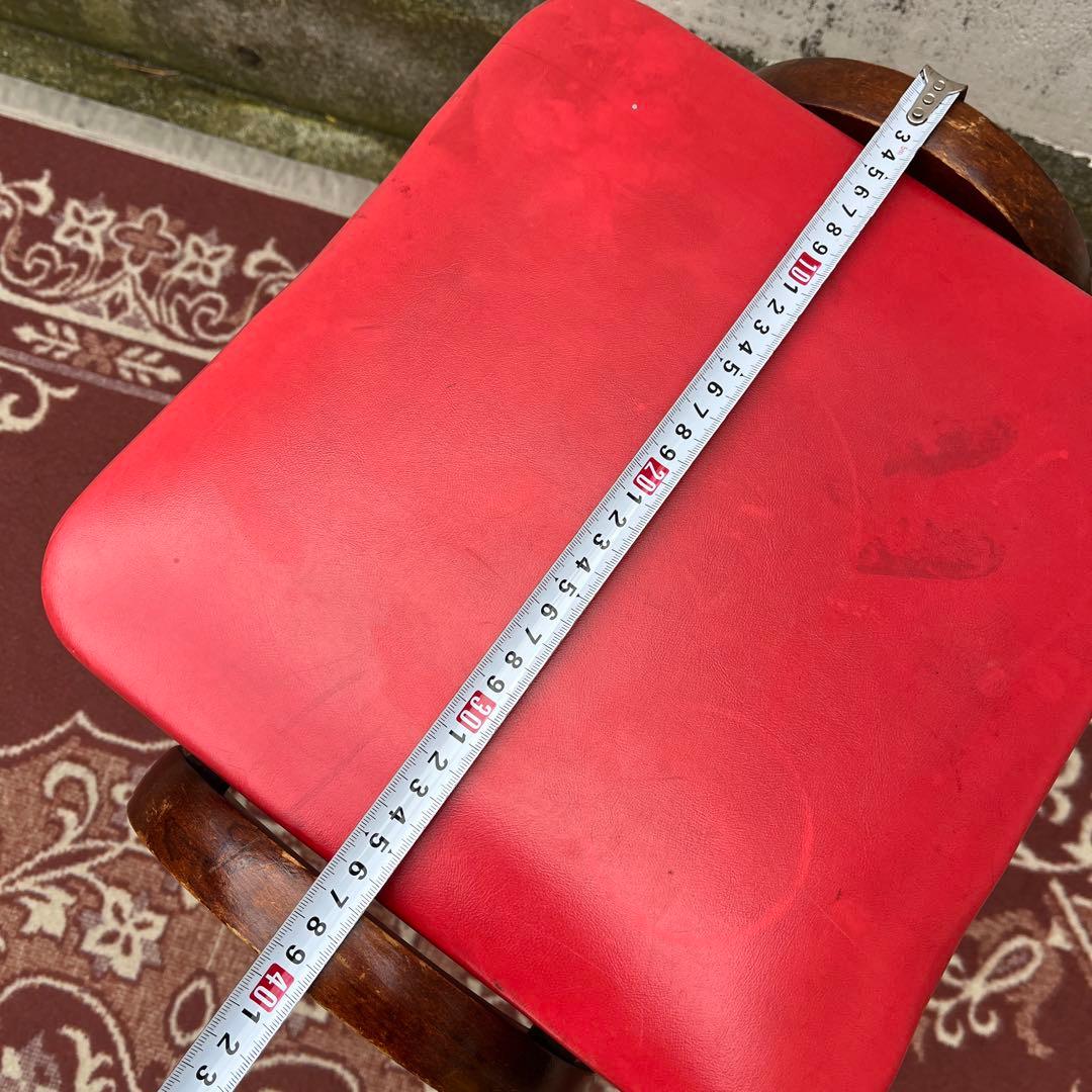 剣持勇デザイン ◾️ 秋田木工 木製スタッキングスツール 椅子 赤 レッド