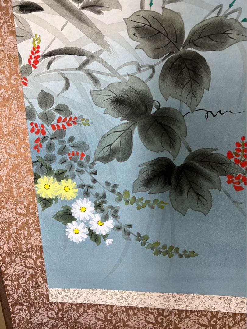 掛け軸 七草花 筆者春経絹本 未使用美品 - メルカリ