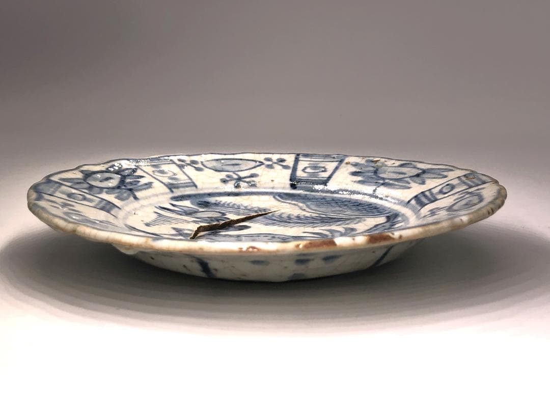 明朝青花小皿 】 芙蓉手鹿図 窯疵虫食い景色 - メルカリ