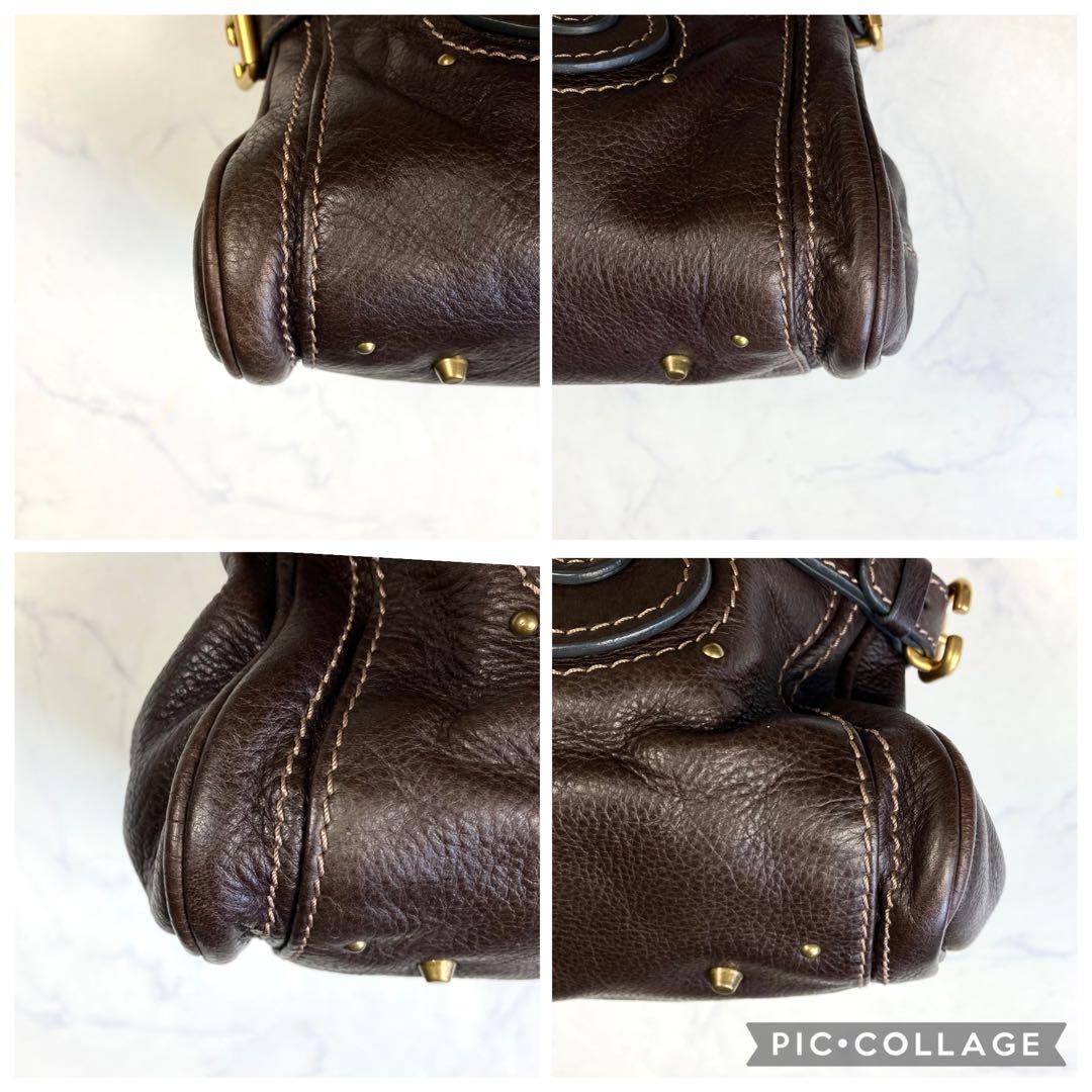 極美品 Chloe パディントン ハンドバッグ 南京錠 ダークブラウン レザー