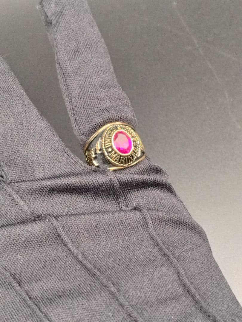 カレッジリング 18KT G.E. A.T.L. リング指輪 レッドストーン