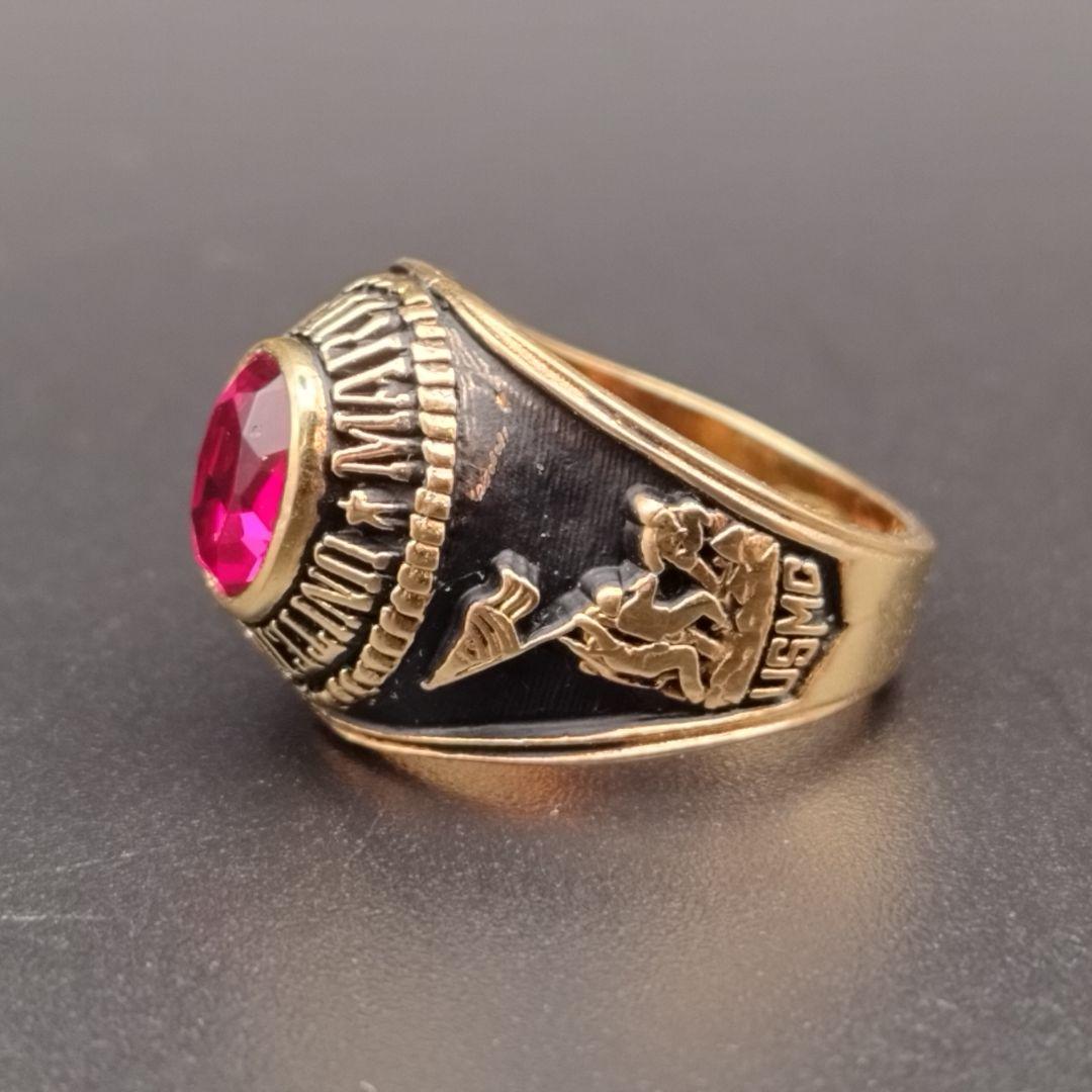 カレッジリング 18KT G.E. A.T.L. リング指輪 レッドストーン