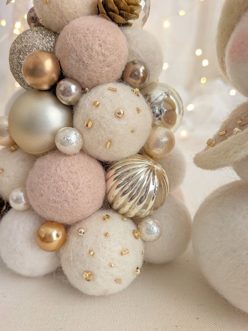 クリスマス飾り】フェルトボールツリー&スノーマンのセットアイテム