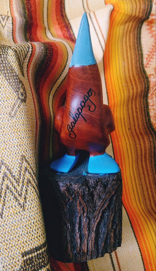 世界のお土産④ ガラパゴス 木彫り アオアシカツオドリ