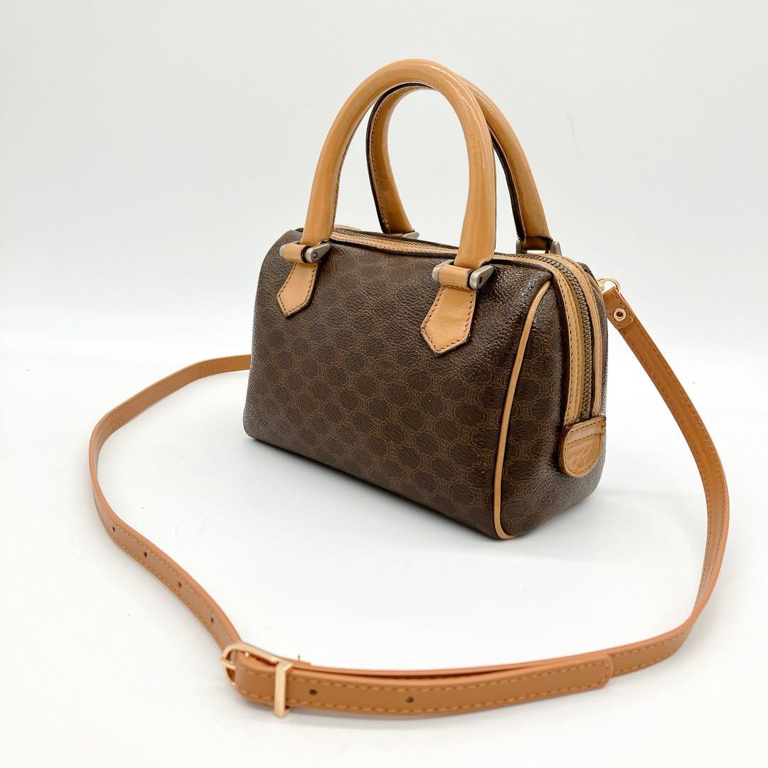 CELINE】2wayマイクロミニボストンバッグ マカダム柄 ダークブラウン