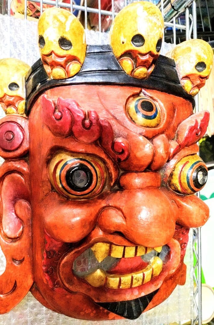 木彫☆カーラ・バイラヴァ(マハーカーラ)シヴァ神 壁掛けお面