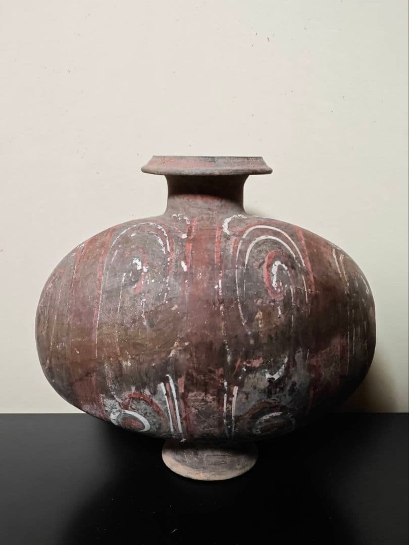 漢時代加彩繭壺　古代中国古美術　考古発掘品　二千年前　花の器 漢時代加彩繭壺 古代中国古美術 考古発掘品 二千年