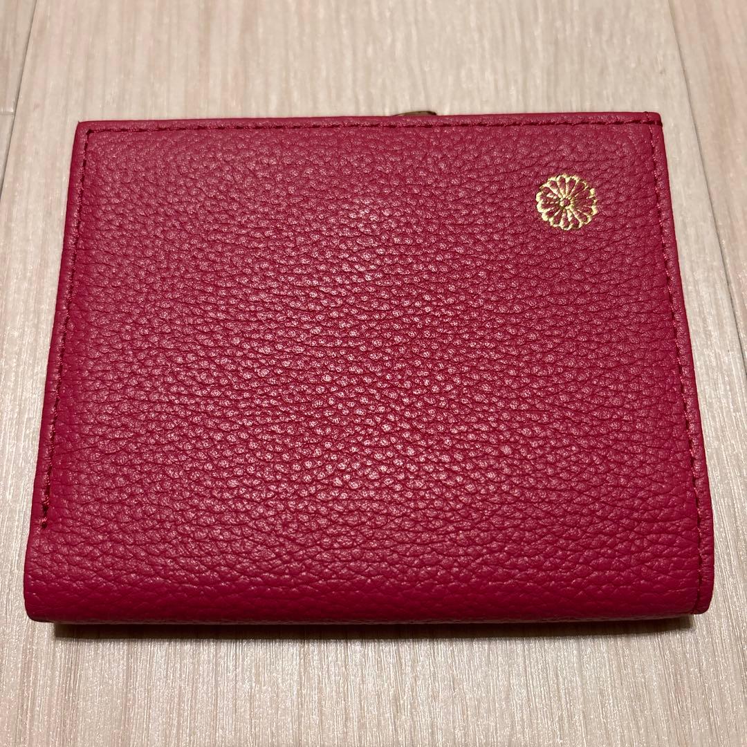 皇居財布 二つ折り がま口 レザー 本革 ピンク - メルカリ