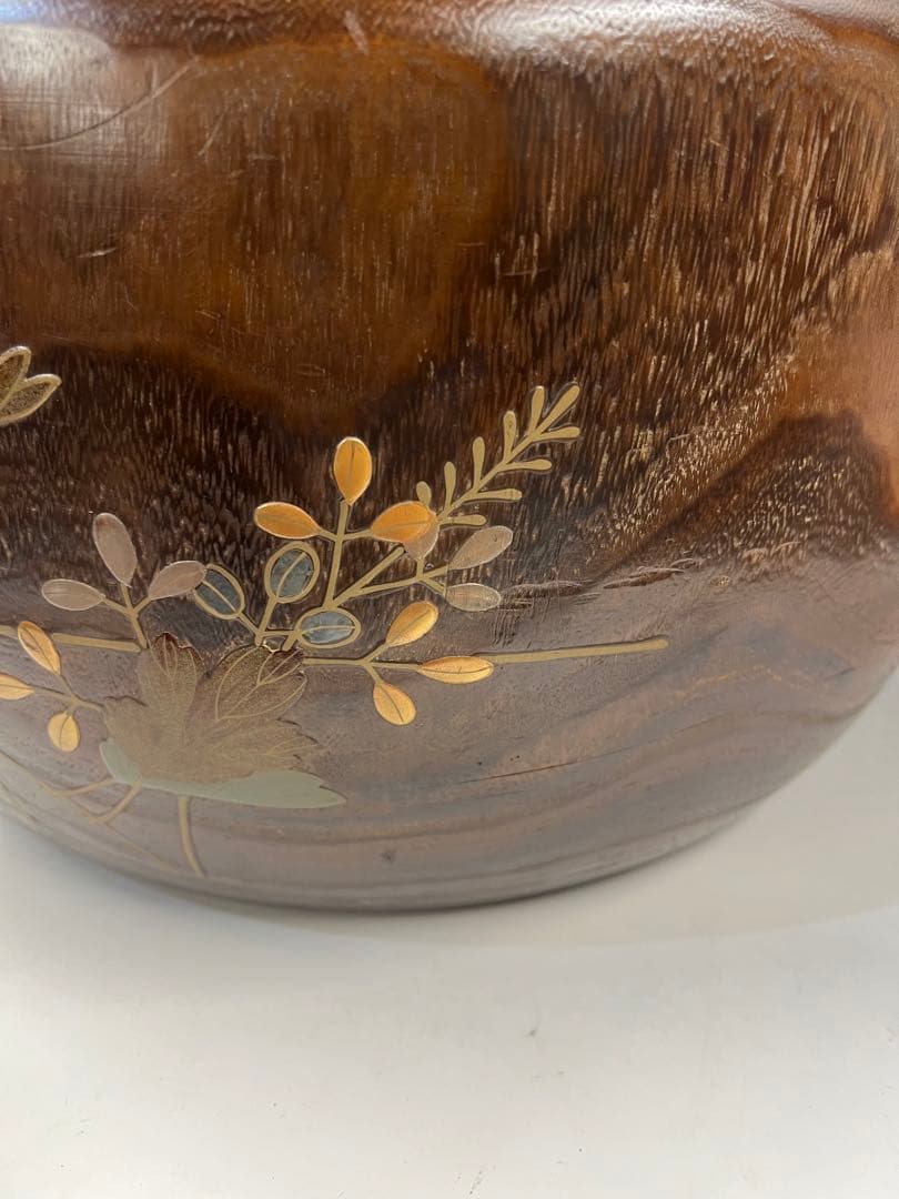 骨董 蒔絵 螺鈿 火鉢 桐 桐火鉢 古民具 茶道具 アンティーク 内側銅器