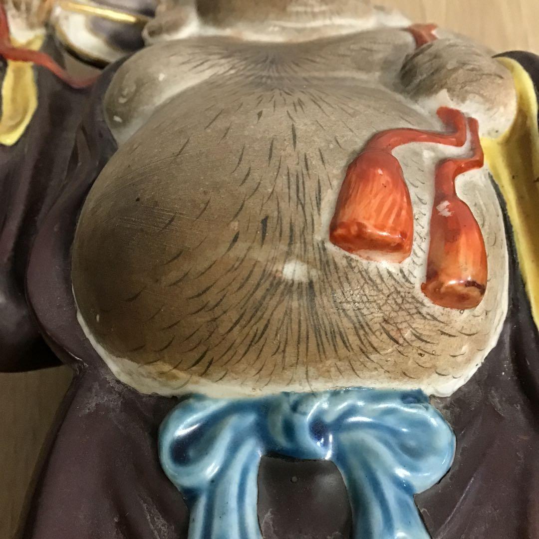 明治時代 九谷焼 布袋様 布袋さま 置物 縁起物 招福 商売繁盛