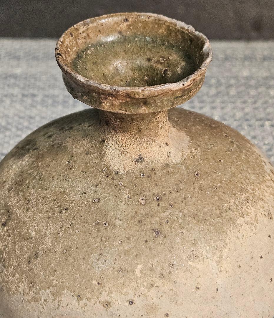 名品❗古代陶器　自然釉灰釉　新羅　 新羅土器　花入　徳利　 茶道具酒器
