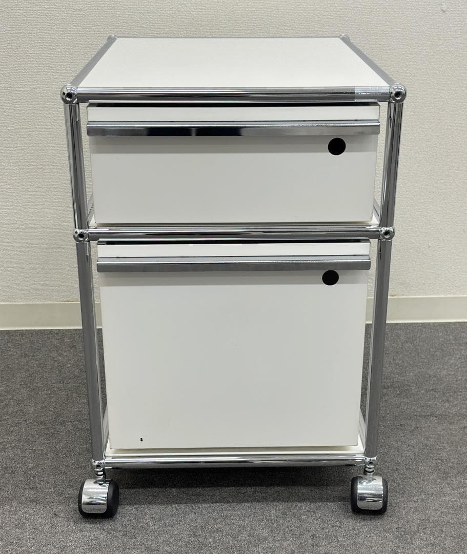 正規品□USMハラー□ロールボーイ デスクワゴン 2段 鍵なし ホワイト 白