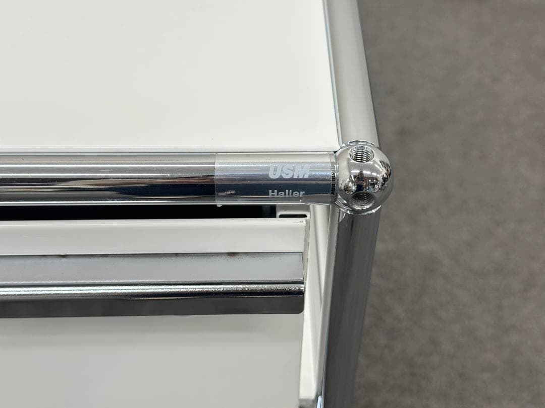 正規品□USMハラー□ロールボーイ デスクワゴン 2段 鍵なし ホワイト 白