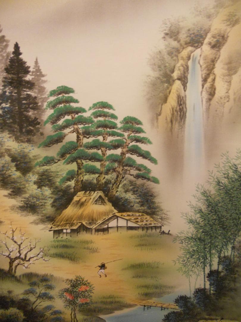 掛け軸 西村千里 風水富嶽發祥図 絹本 希少 軸装 茶道具 掛軸 美品