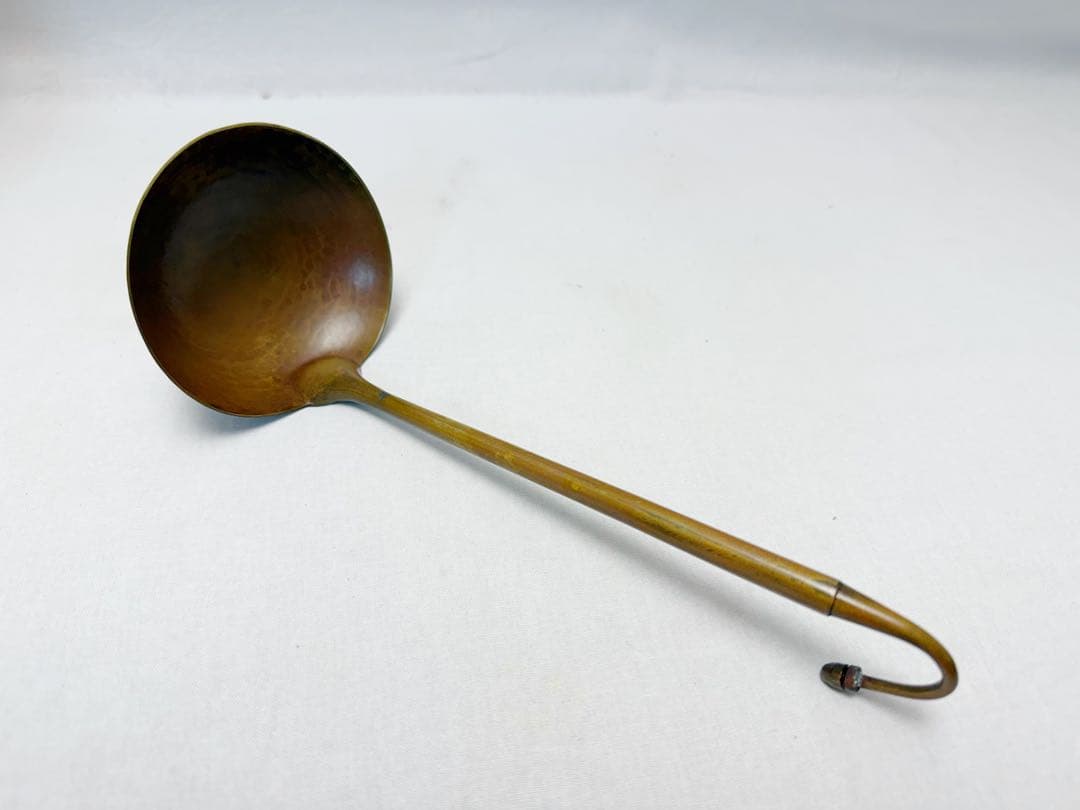 未使用 茶道具 唐銅汁器 籐巻き （杓子付） 重さ約1.4kg