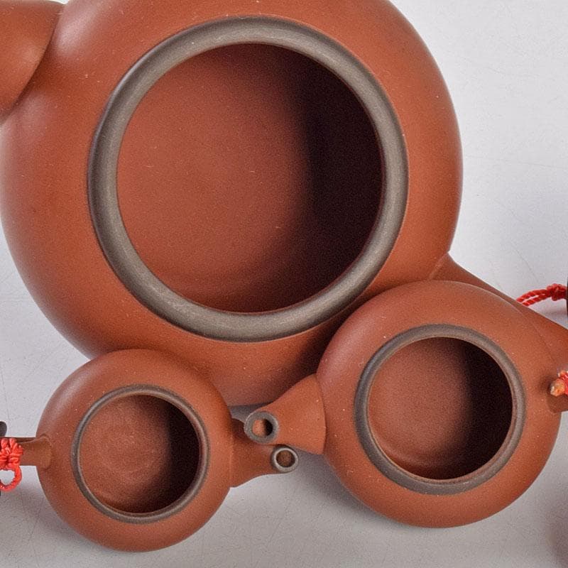 中国 荊渓恵孟臣製 紫砂 朱泥 急須 茶壷 大中小3点まとめて M R9040