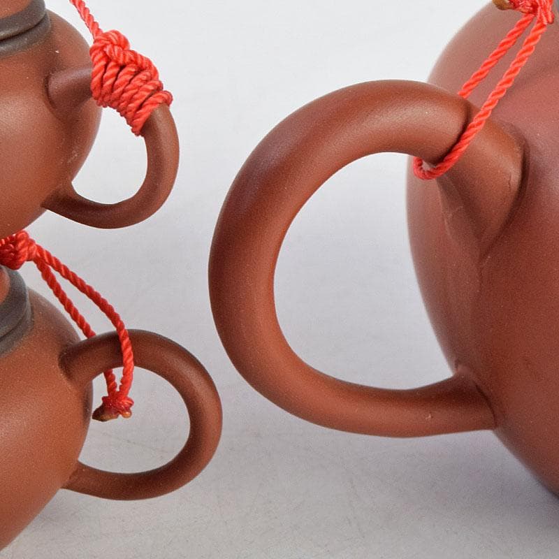 中国 荊渓恵孟臣製 紫砂 朱泥 急須 茶壷 大中小3点まとめて M R9040