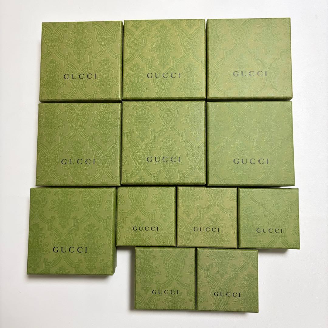 美品 グッチ 保存袋 空箱 12個セット アクセサリー入れ 現行品 緑 麻