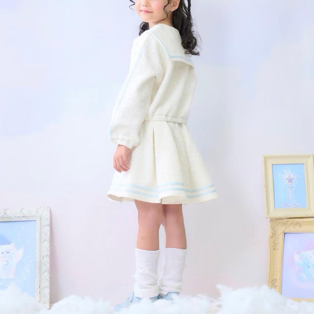 メゾピアノ新品新作タグ付きカットジャガードハーフZIPセーラーセットアップ130