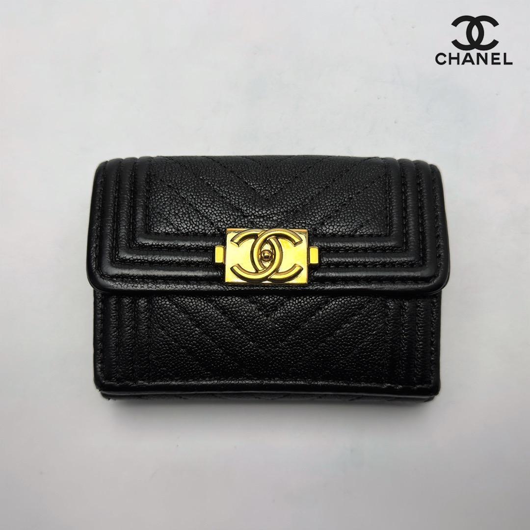 正規品 CHANEL ボーイシャネル ジェブロン Wホック 三つ折り財布