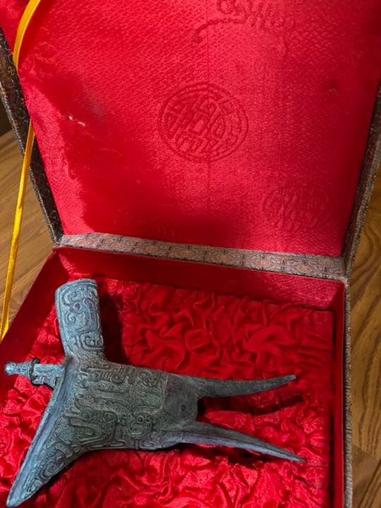 青銅器 爵杯 鳳紋爵 (レプリカ) 古代中国工芸品