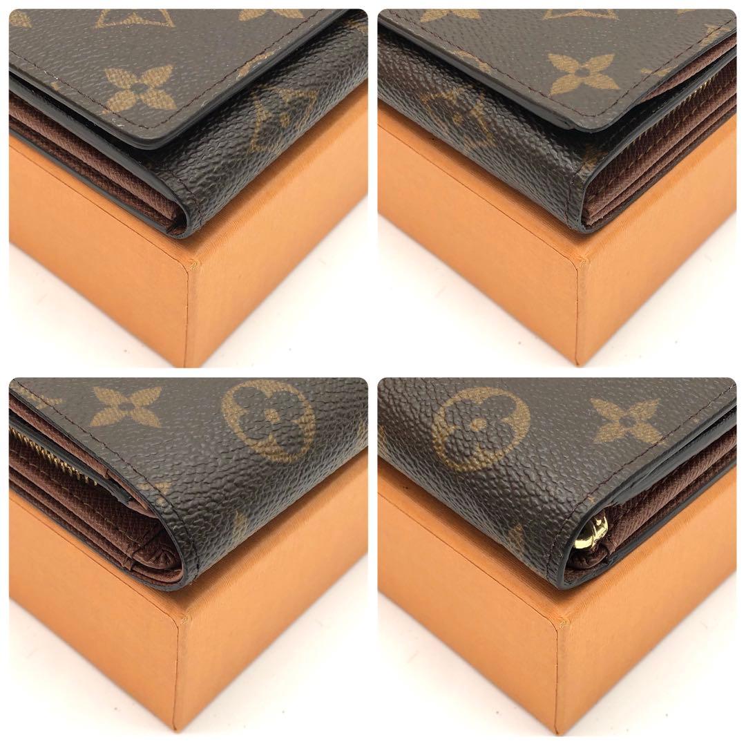 ルイヴィトン トレゾール モノグラム 二つ折り財布 ブラウン コンパクト