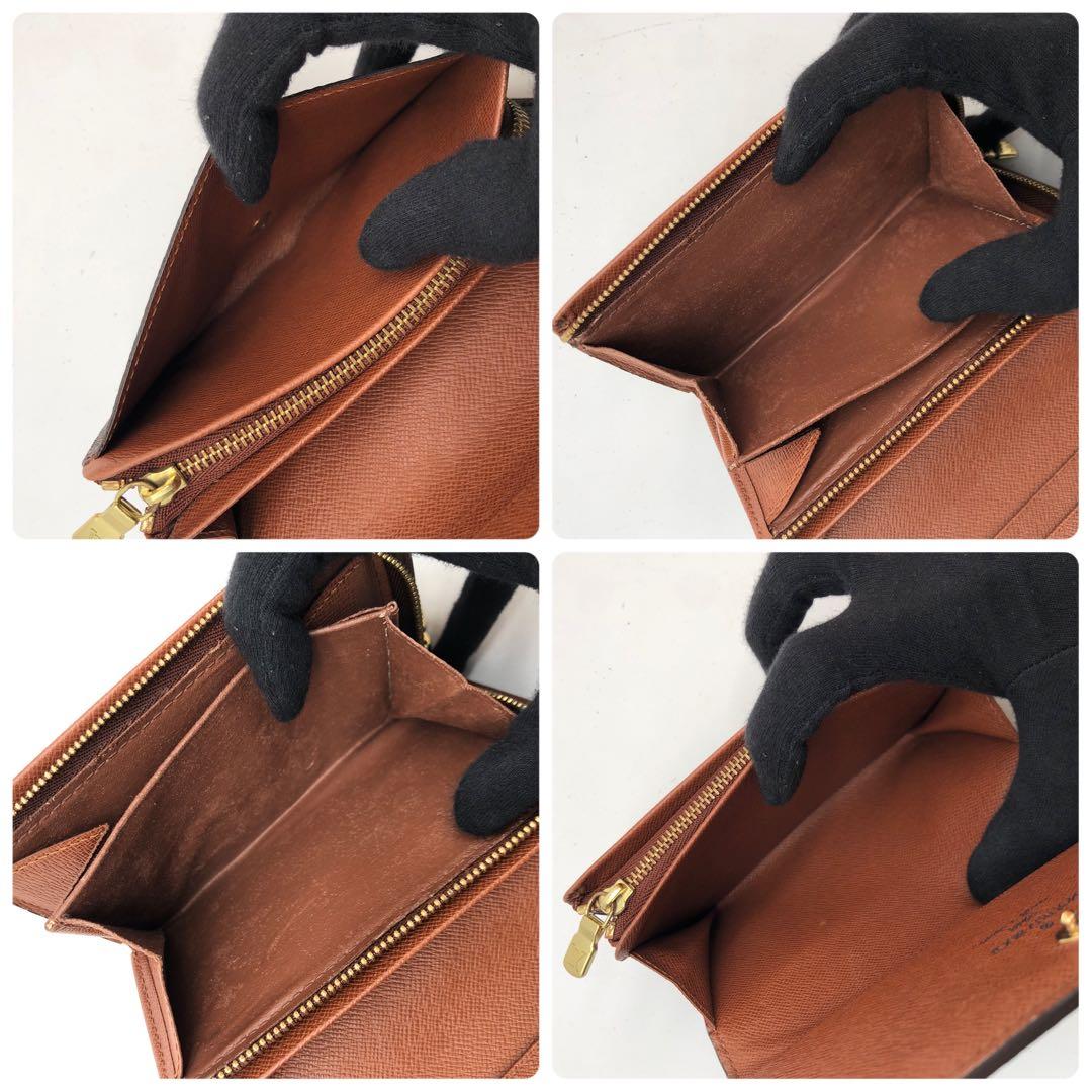 ルイヴィトン トレゾール モノグラム 二つ折り財布 ブラウン コンパクト