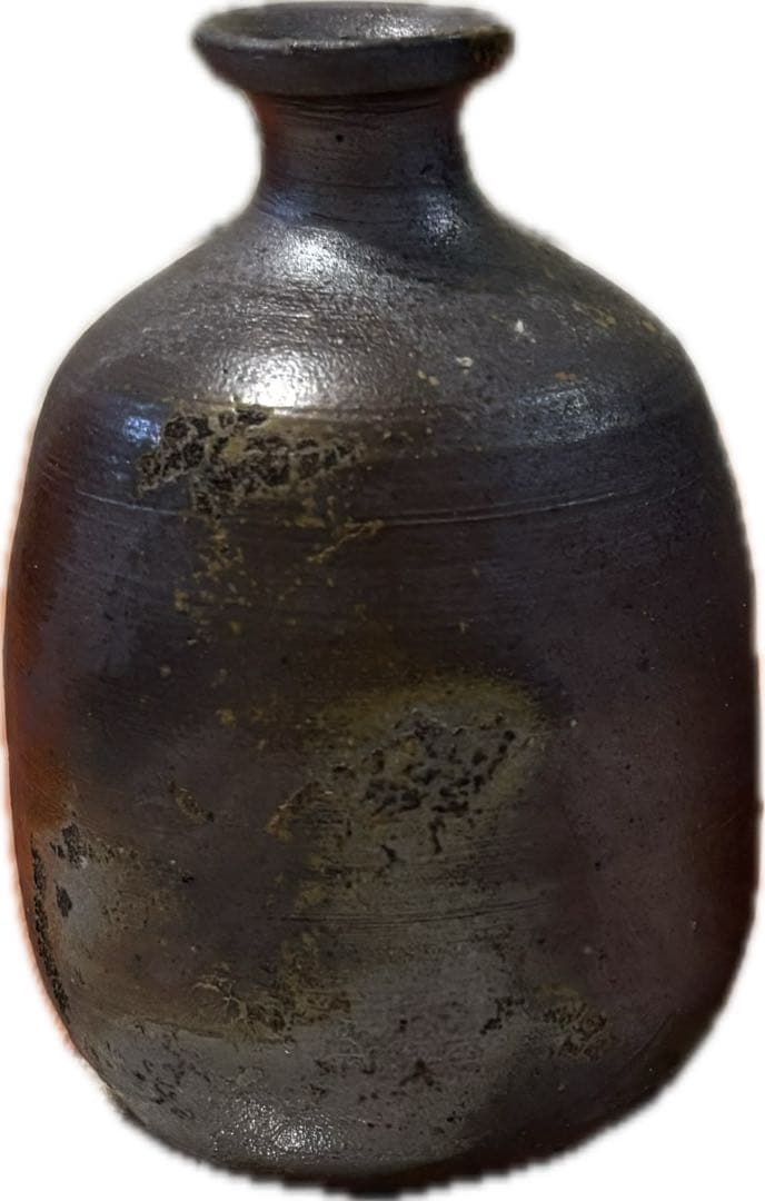 茶色い陶器瓶 約15cm(備前焼)