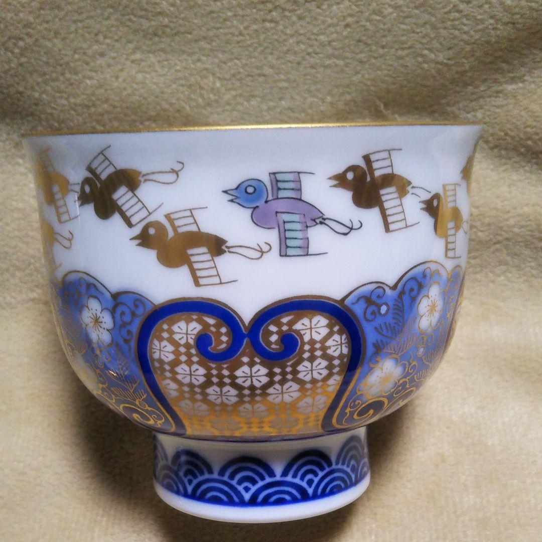 2170 其泉 賞美堂 金彩千鳥祥瑞 茶器セット 急須1客 湯呑5客 2170