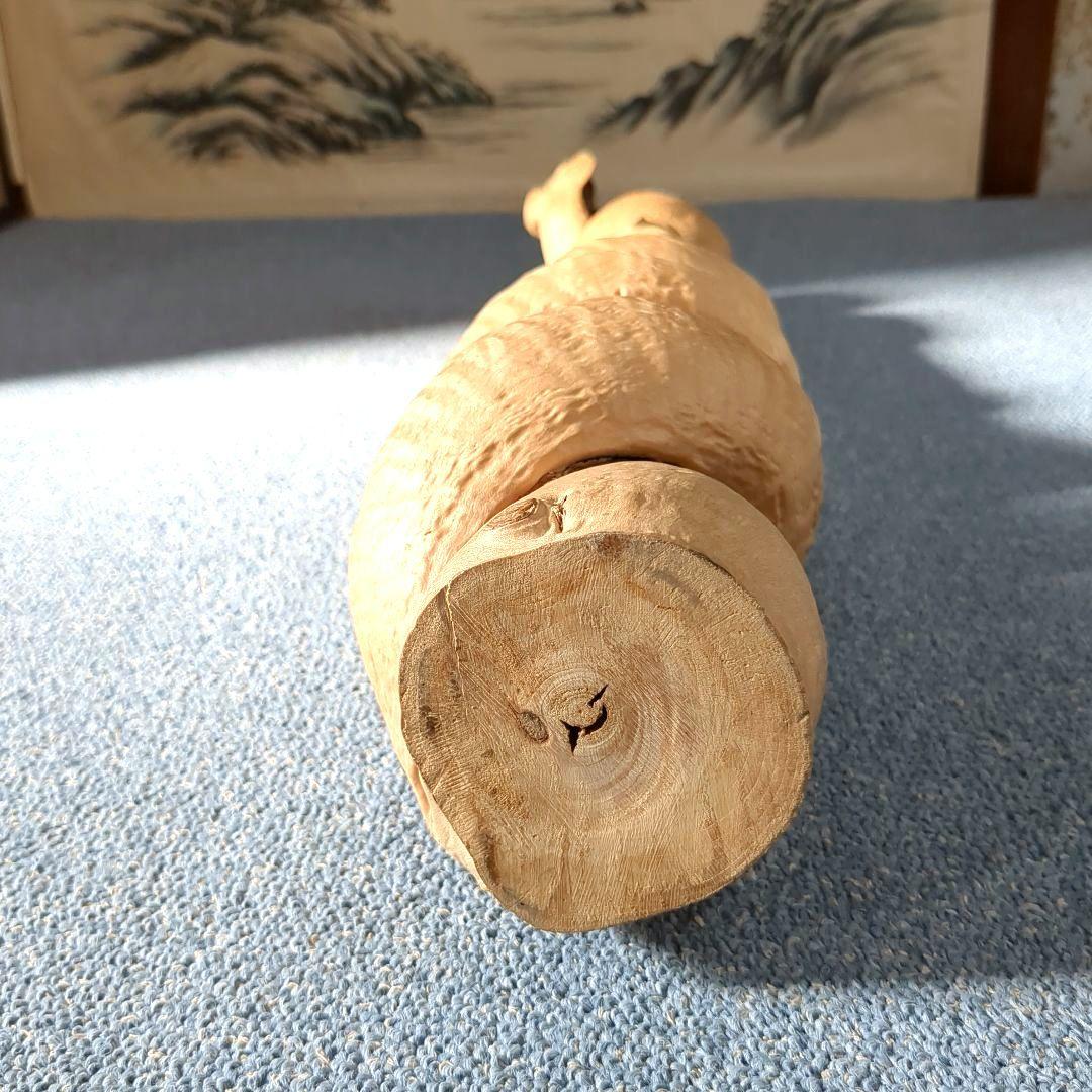 配送 天然木 自然造形 蛇形希少 螺旋状 ねじれ木株 アート作品 高さ約61cm