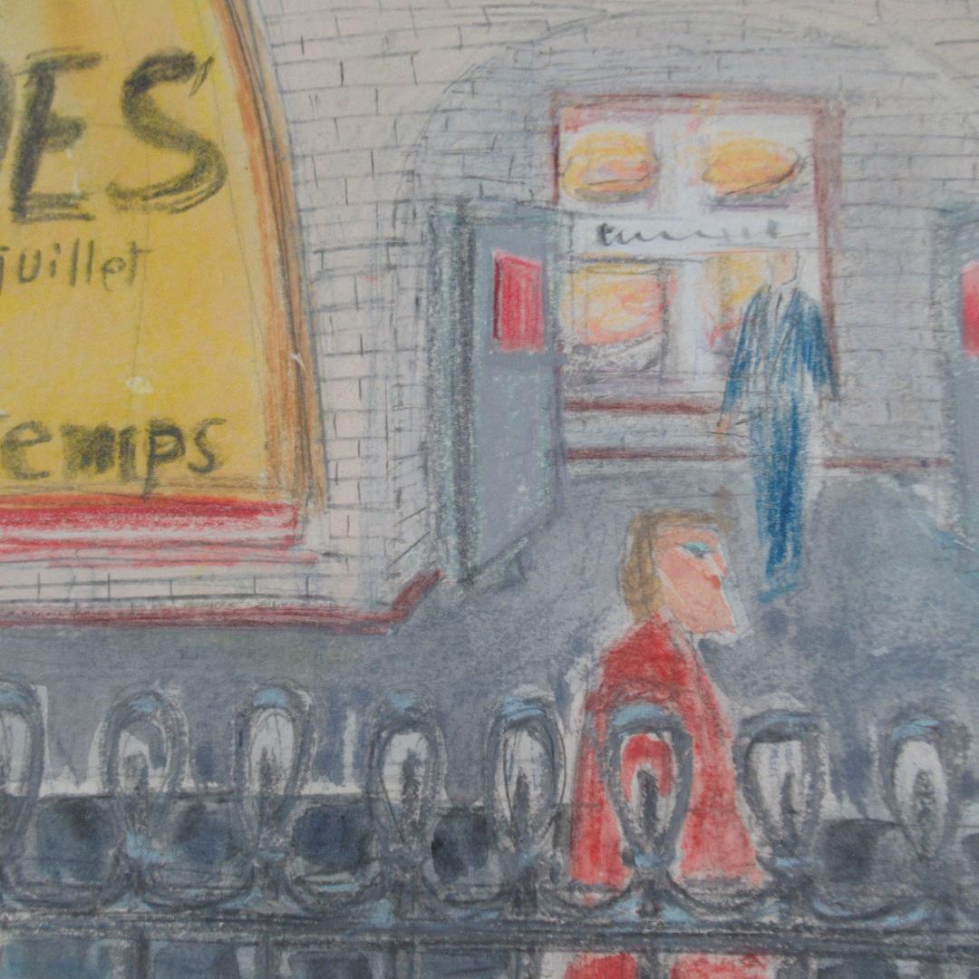 西村功 「メトロホーム」 水彩・コンテ 大判 安井賞作家