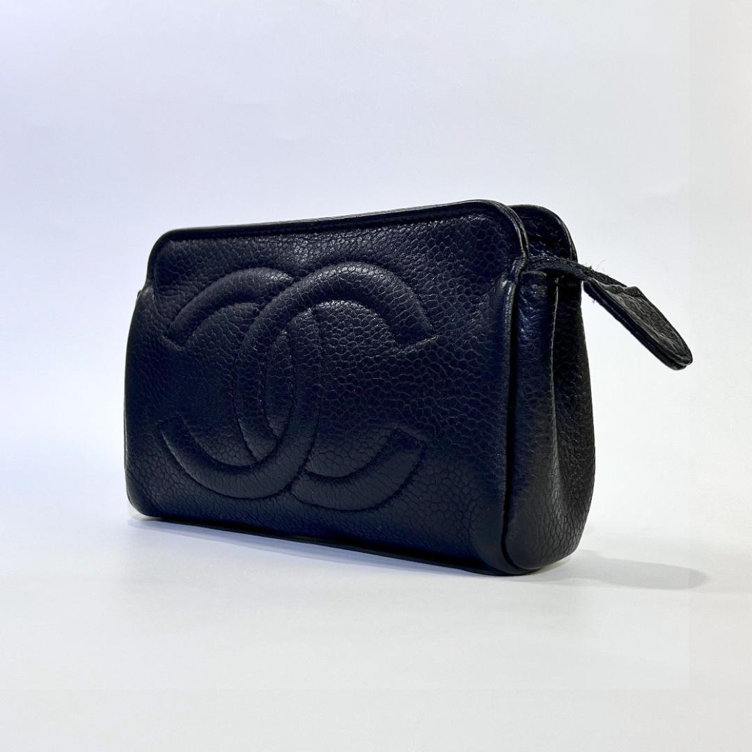 CHANEL シャネル ココマーク コスメポーチ ブラック キャビアスキン
