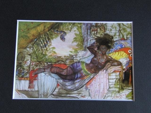 天野喜孝、【秘境のアフリカの女王】希少な大判額装用画集より、新品額装付、状態良好