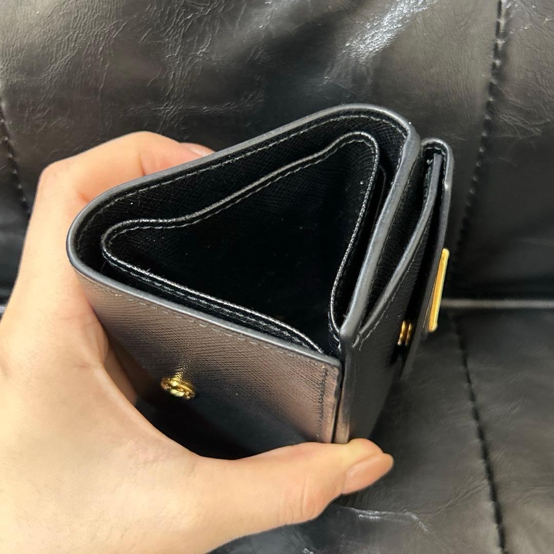 PRADA プラダ サフィアーノ ゴールド三角バッジ 財布 ブラック