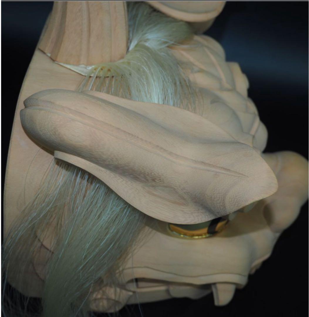 送料無料 富山県無形文化財 横山一夢作 木彫獅子頭 共箱共布作歴付 日