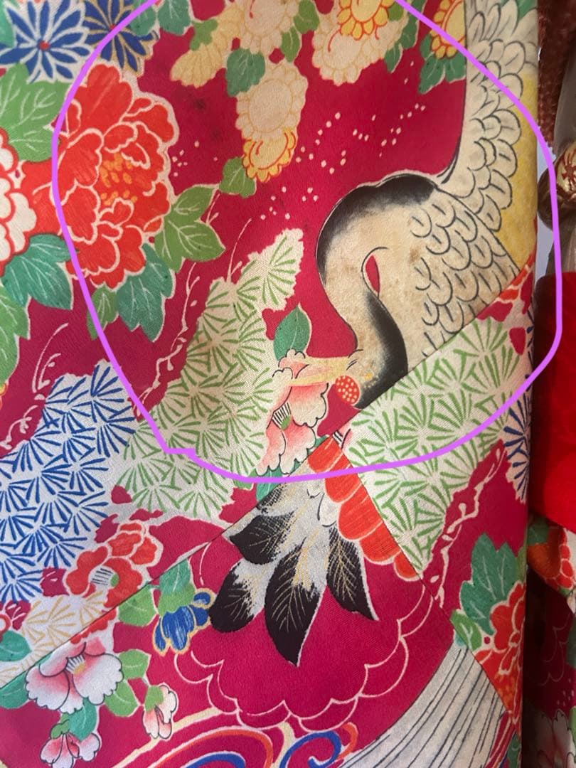 7歳　七五三　アンティーク正絹着物、アンティーク帯、帯揚げ、帯締め　しごきセット