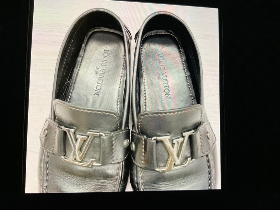 ルイヴィトン モンテカルロ ドライビングシューズ ロゴ シルバー金具 26.5