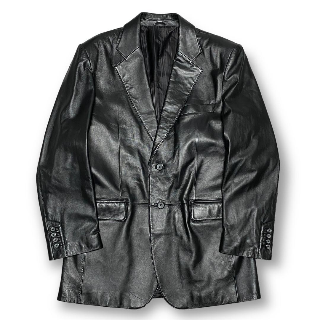 by ファッション Licoriceリコリス ラムレザーテーラードジャケット 黒