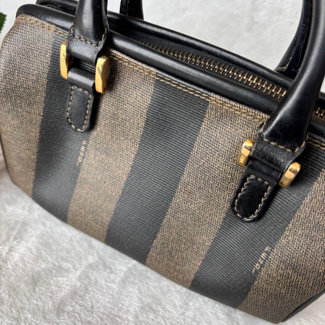 【美品】フェンディ ハンドバッグ マイクロ ミニボストン ペカン PVC レザー