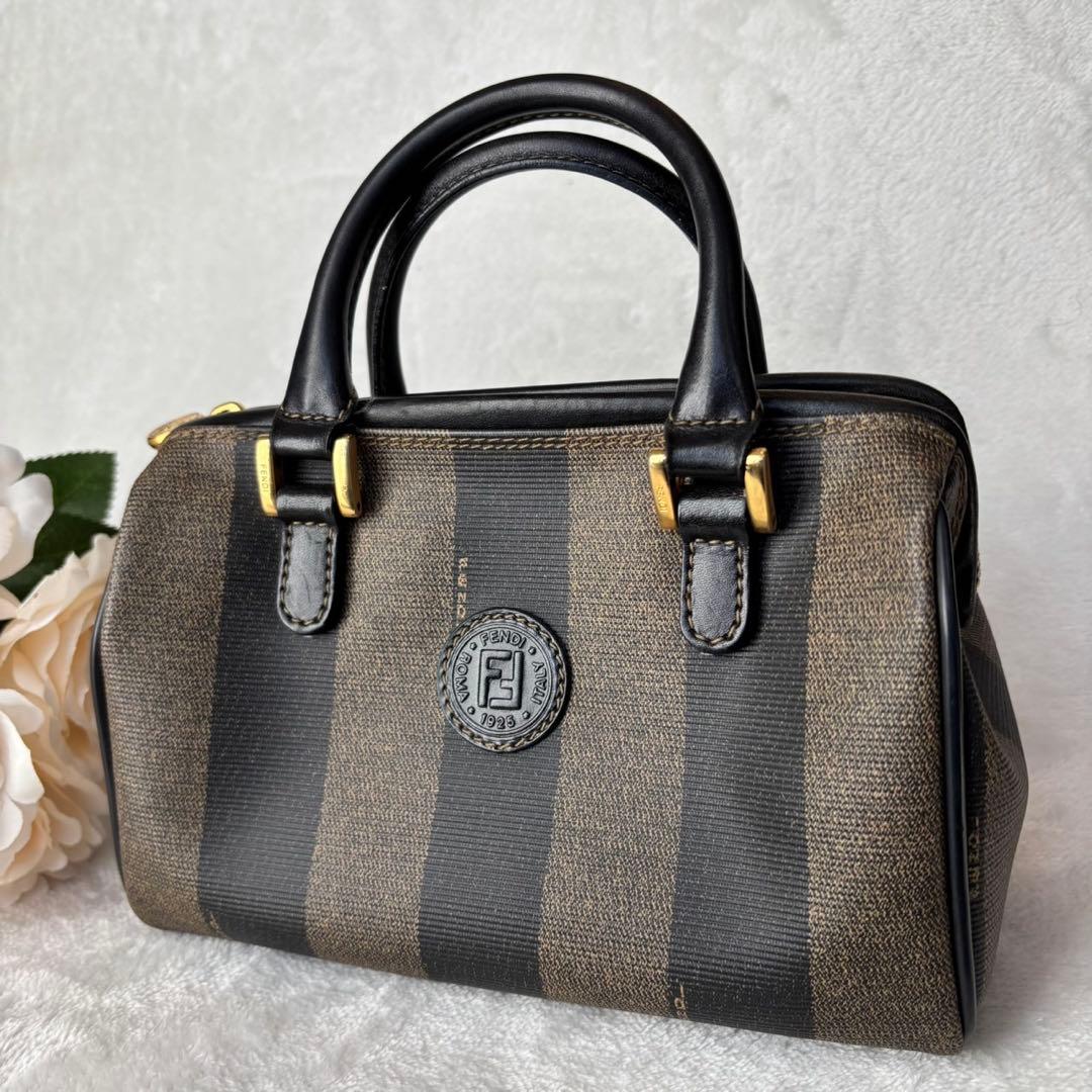 【美品】フェンディ ハンドバッグ マイクロ ミニボストン ペカン PVC レザー