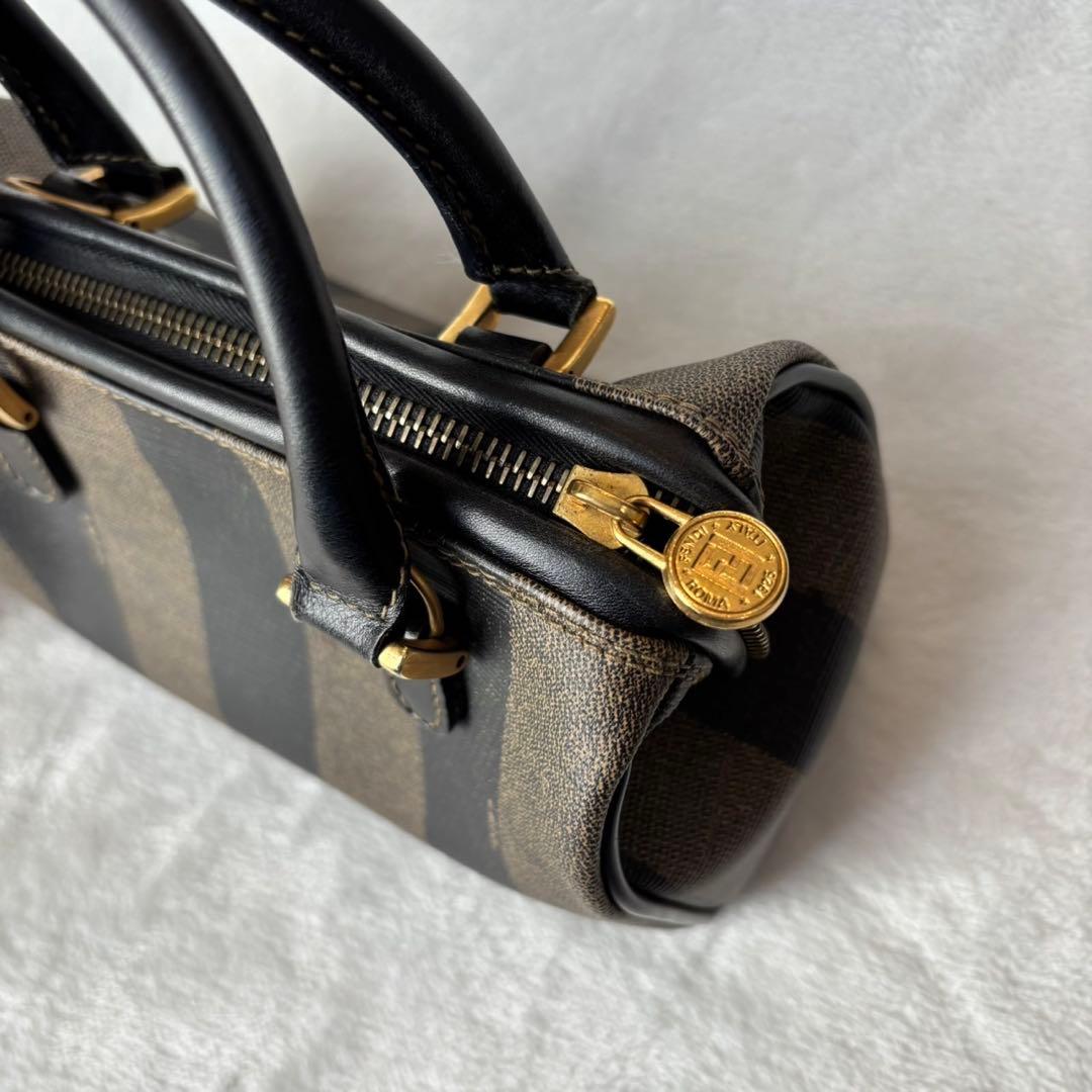 【美品】フェンディ ハンドバッグ マイクロ ミニボストン ペカン PVC レザー