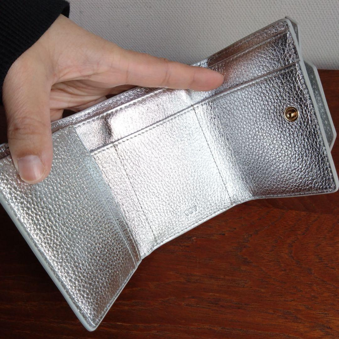 TOV　トーヴ　リボンデザイン　三つ折り財布　ミニウォレット　シルバー　イエナ