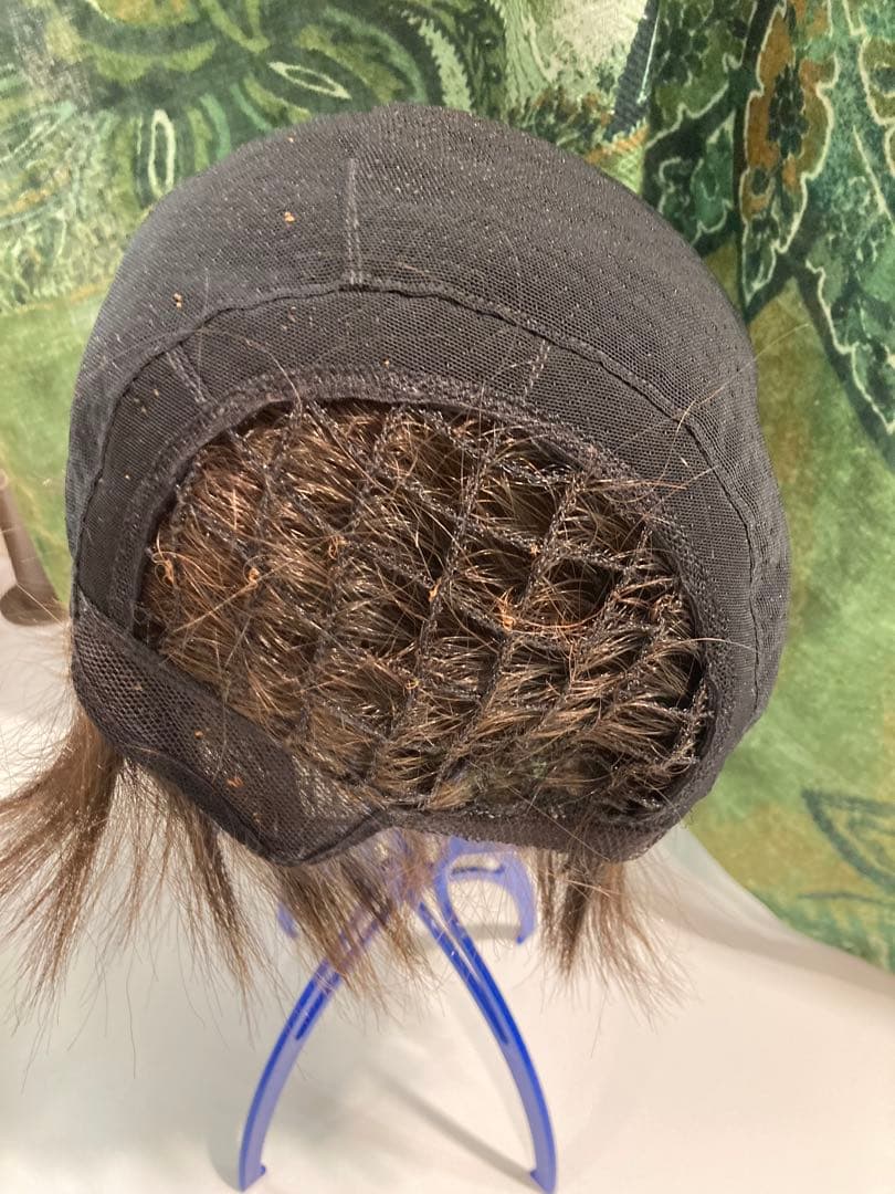 ☆マリブウィッグ☆耐熱人毛MIX☆ショートフルウィッグ ☆ブラウン 耐熱手植え☆