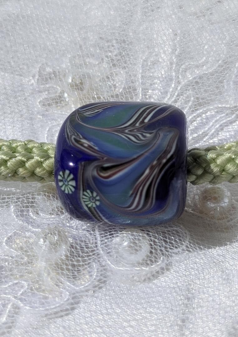 吉田正子トンボ玉（貳拾） 「江戸組み紐」ネックレス ガラス玉に込めた