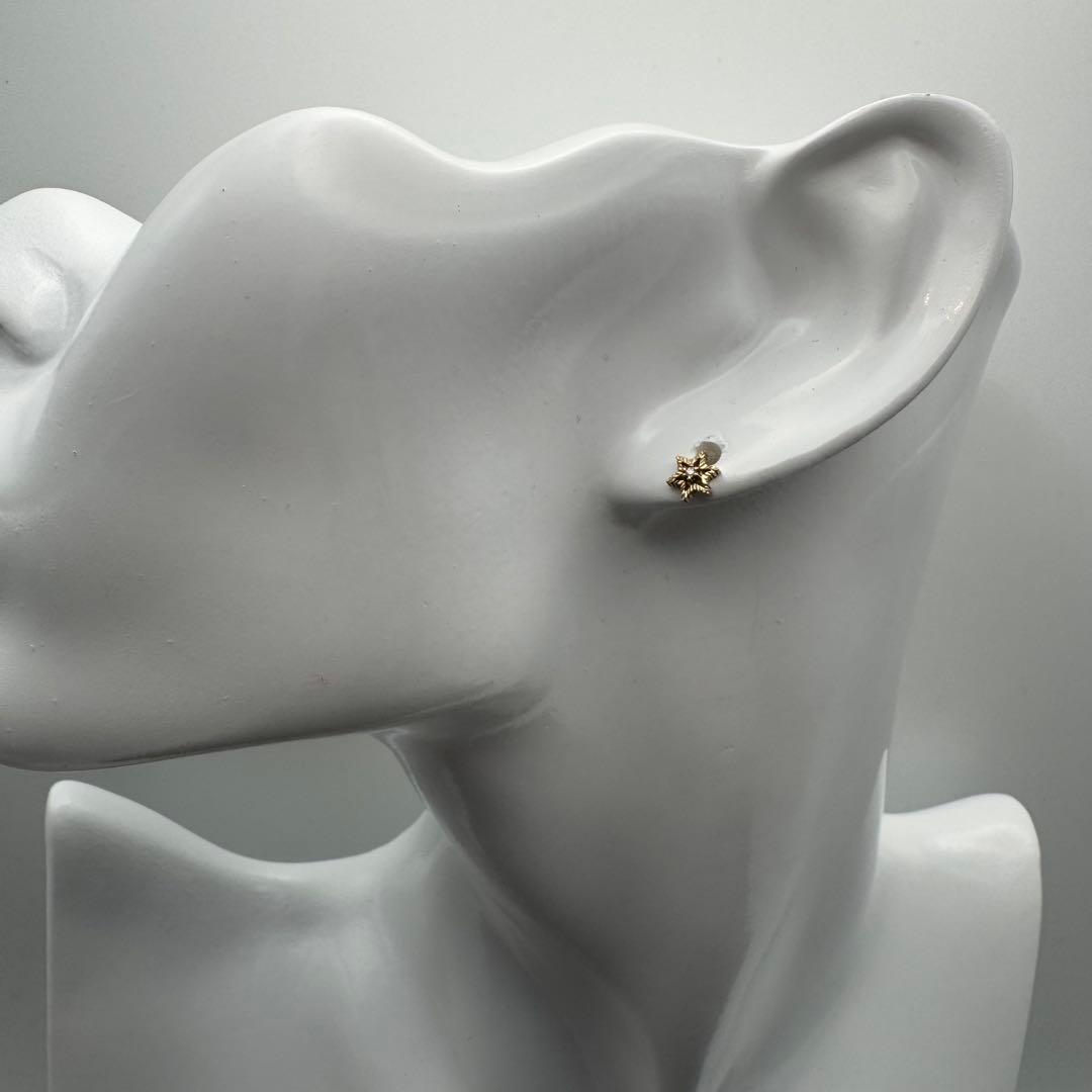 K18 天然ダイヤ 0.01ct ピアス カフェオリ 星 月 18金 資産価値◎