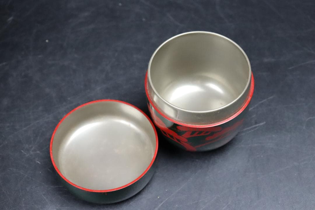 茶道具 中村宗悦 即中斎好 青漆朱蓬莱山絵中棗 共箱