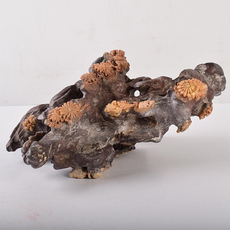 中国 玉石昌化鶏血石 魚蟹海老花刻 置物 床飾 約6㎏ F R7946B - メルカリ