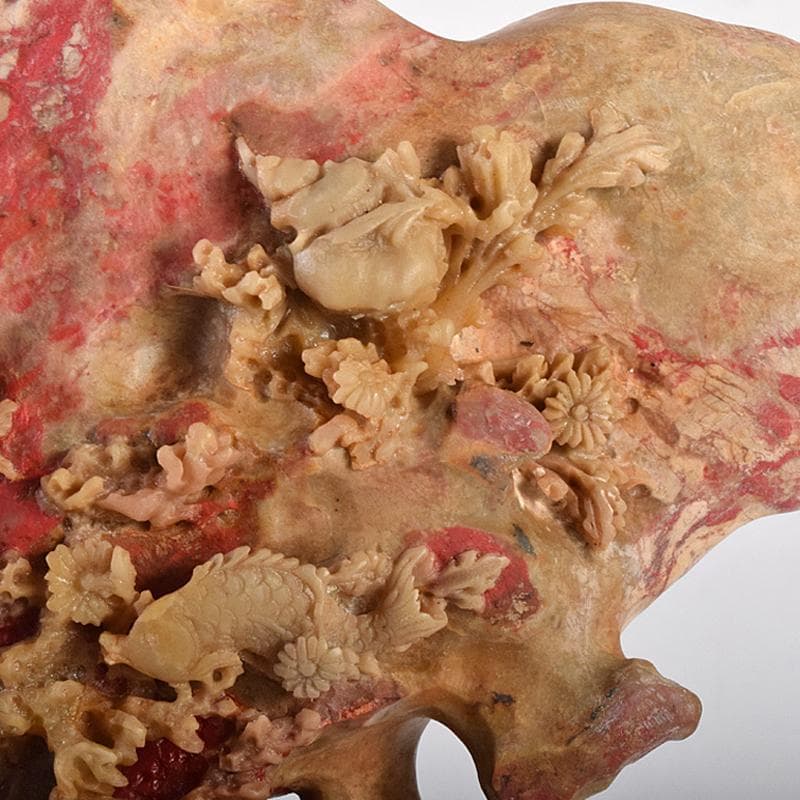 中国 玉石昌化鶏血石 魚蟹海老花刻 置物 床飾 約6㎏ F R7946B - メルカリ