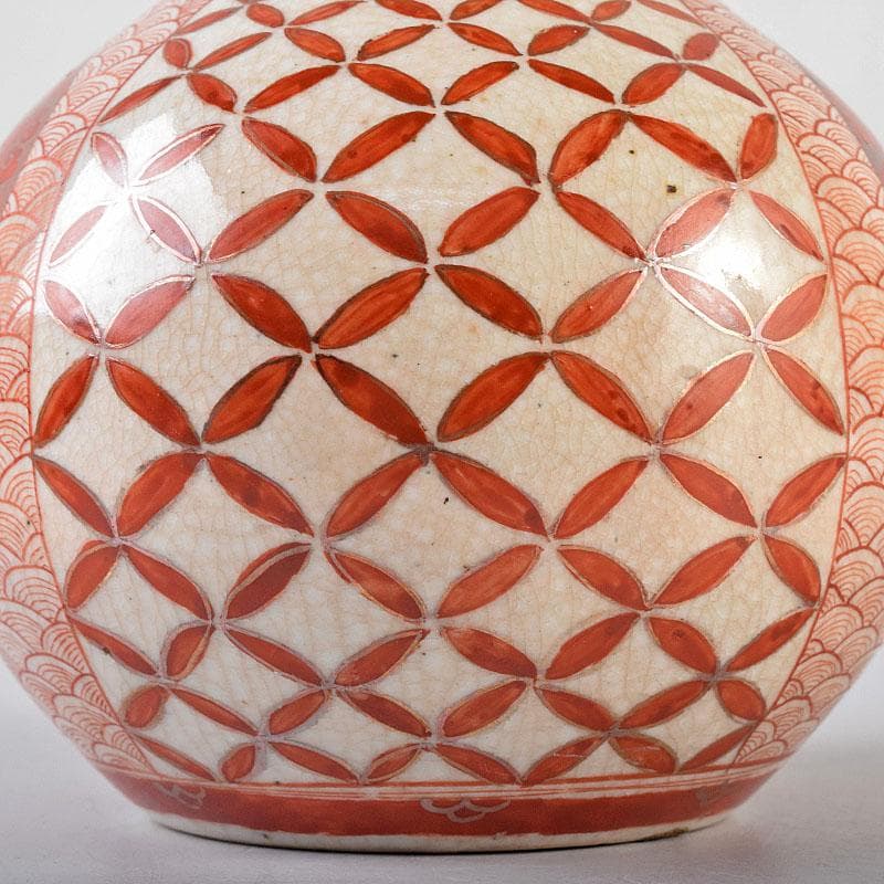 九谷焼　赤絵　人物文　葫蘆瓶　徳利　時代箱付　M　R8640