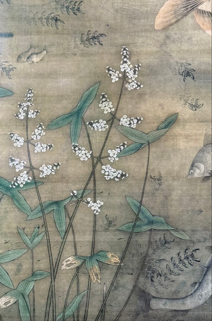 中国 明時代 繆輔 魚藻圖 絹本 原色複製 ◇検故宮博物館◇